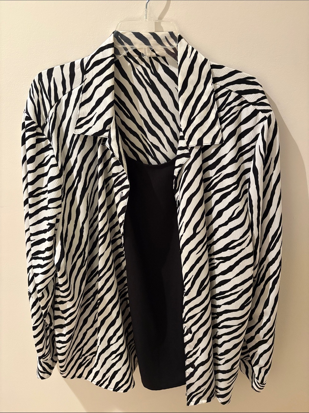 Alfred Dunner Black & White Zebra-Print Open Front Jacket